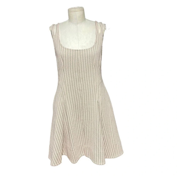 Anthropologie Maeve Jacquard Lace-Up Mini Dress Jumper Stripe Pink Size Small - Picture 2 of 15